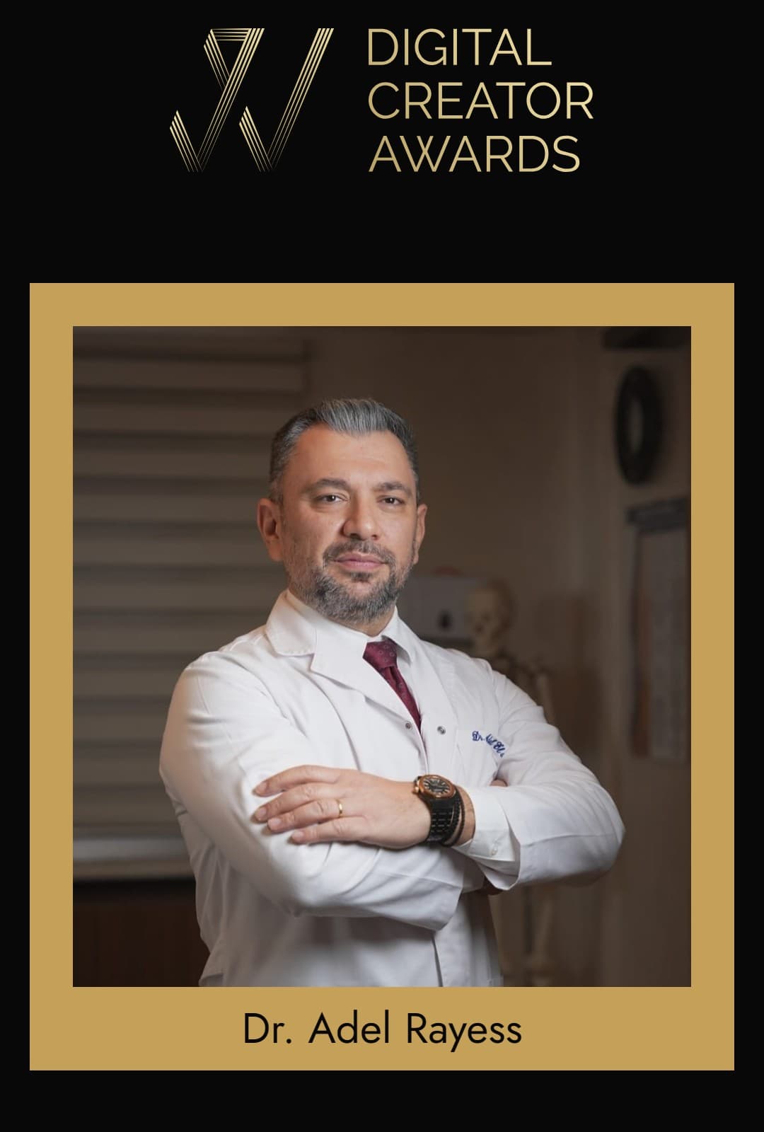 Nominierten-Karte der Digital Creator Awards 2026: Dr. Adel Rayess, Kategorie Health